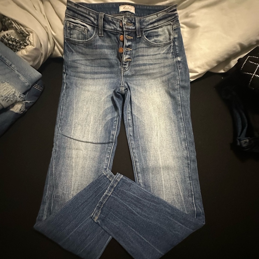 KanCan Blue Skinny Jeans with Distressed Details